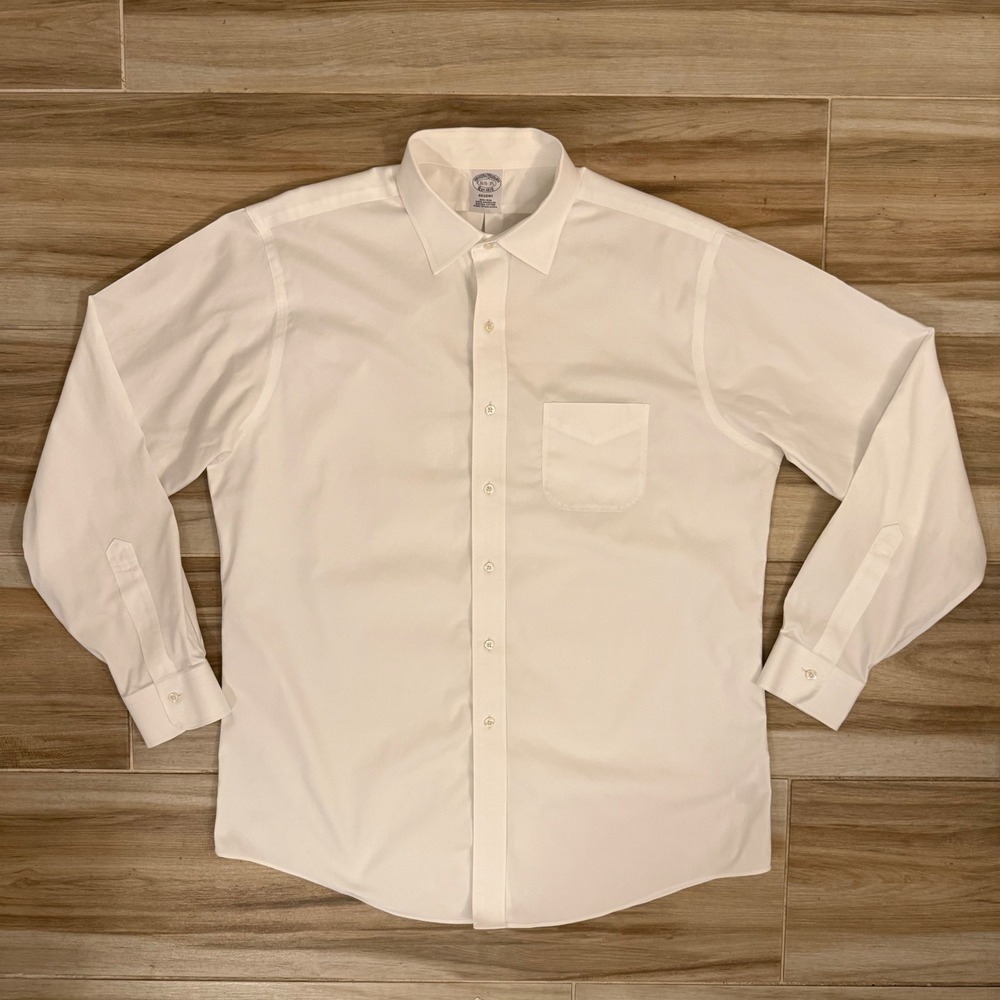 Brooks Brothers Regent Dress Shirt Mens 16.5 35 White Non-Iron Supima Cotton